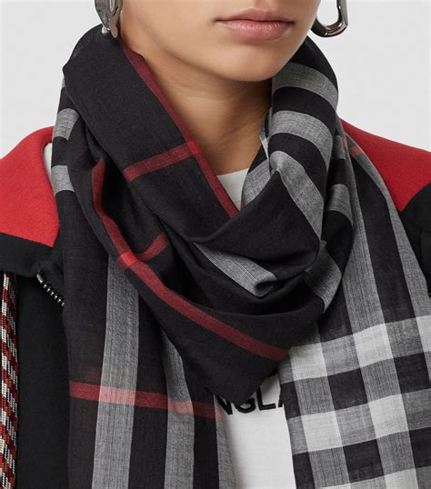 burberry check lightweight scarf